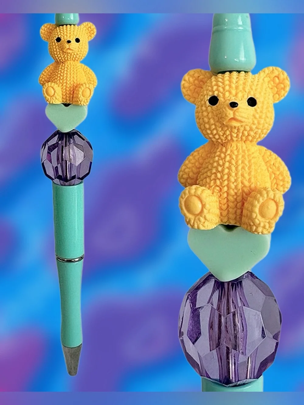 Handmade Yellow Kawaii Teddy Bear Pen